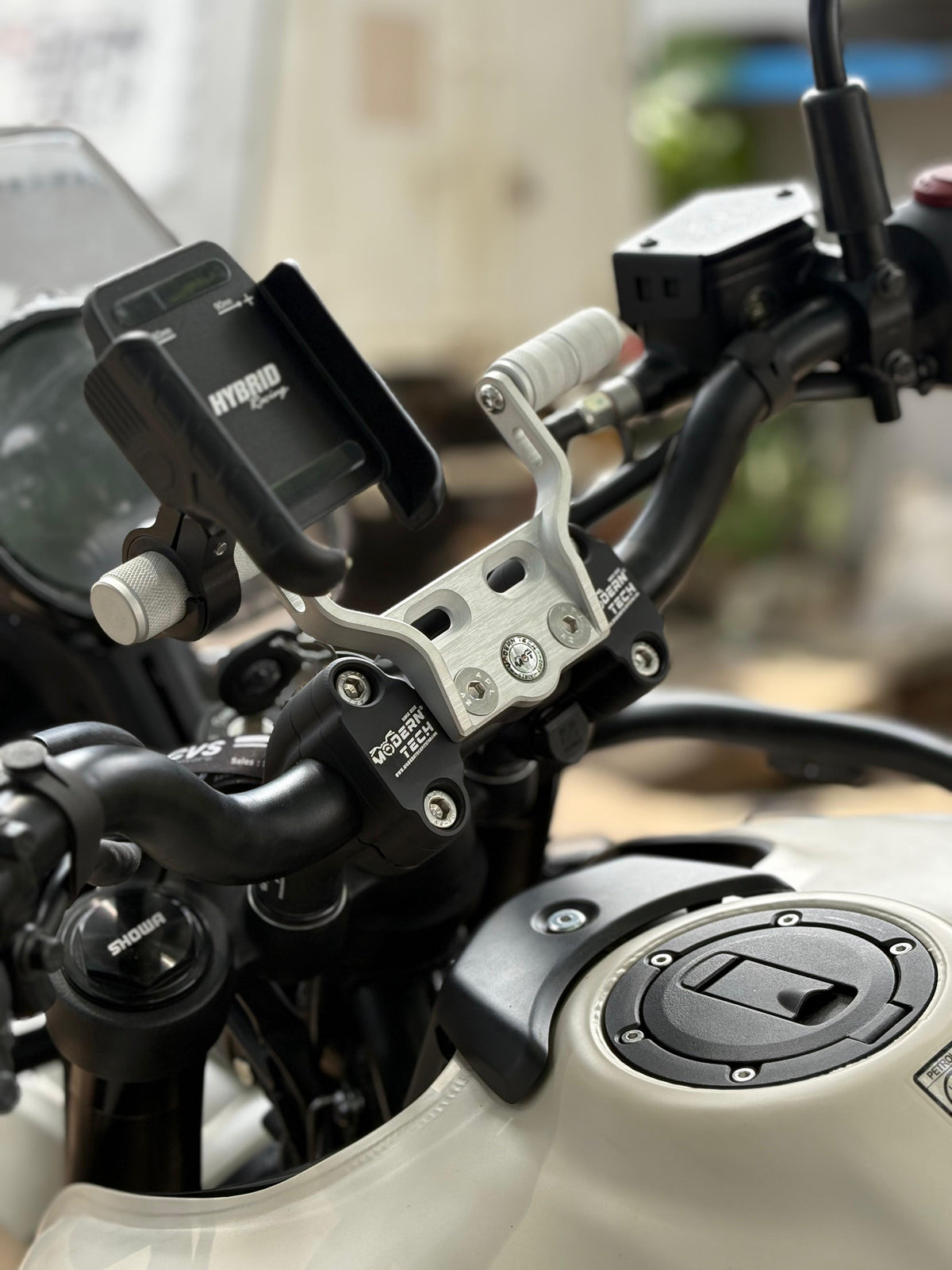 Handle bar Riser With Mobile Mount Combo Black for Himalayan 450