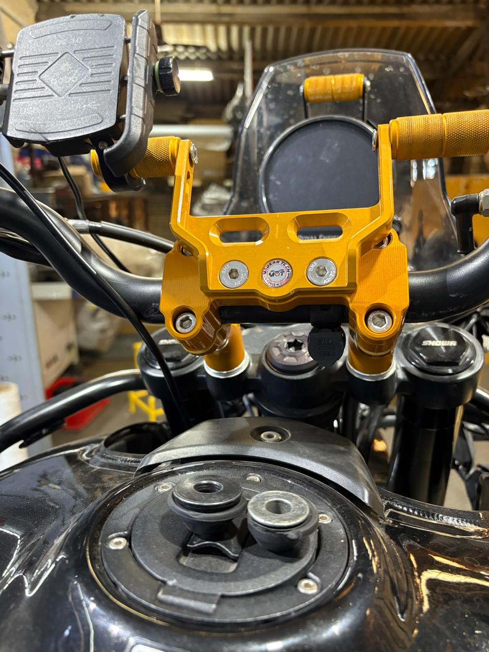 Handle bar Riser With Mobile Mount Combo Black for Himalayan 450